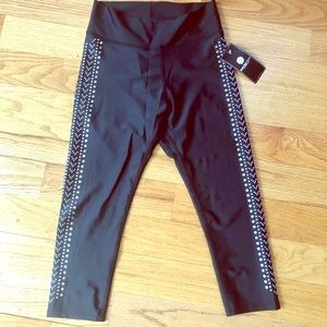 NWT Electric Yoga silver studded black capris